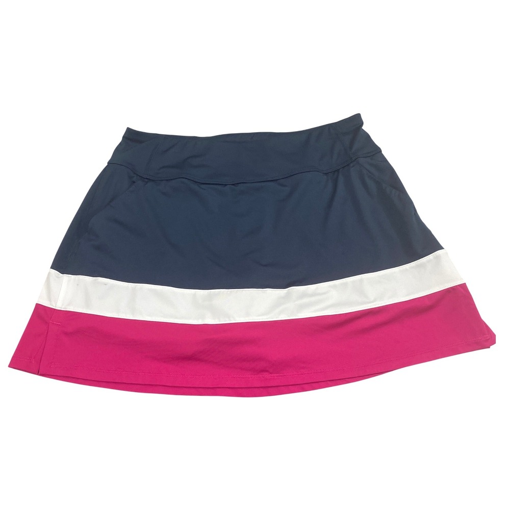 Puma Skort Women L Enjoy‎ Golf Colorblock Navy Pink White Athletic Tennis Skirt